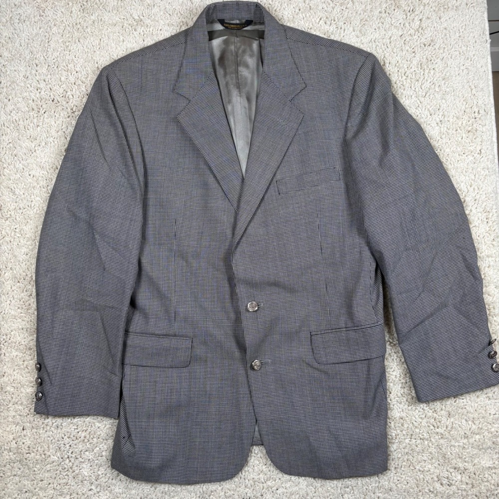 Hardwick Clothes Mens Houndstooth‎ Blazer Jacket Tailored USA Gray Two Button